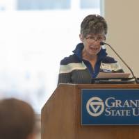 Prof. Jodee Hunt speaking at Student Scholars Day